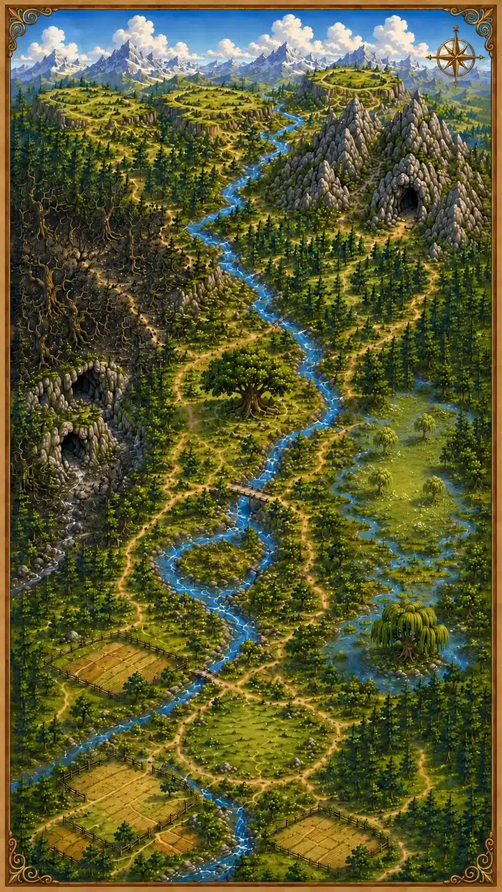 Čistá mapa Zvědohlavova světa bez předem prozrazených čísel zastavení